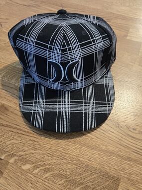 New Era Black Plaid Snapback Hat with White Grid